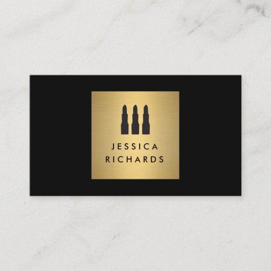 Carte De Visite Logo du trio Black/Gold Lipstick pour maquilleur (Devant)