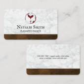 Carte De Visite Logo du vin | Bois de marbre (Devant / Derrière)