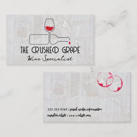 Carte De Visite Logo du vin | Marbre et tôle (Devant / Derrière)