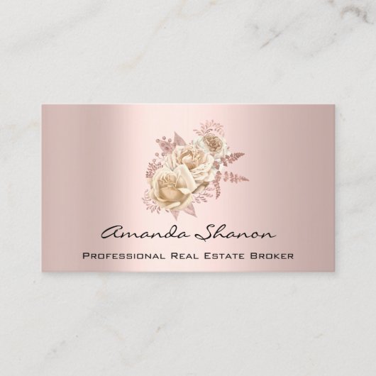 Carte De Visite Logo du Wedding planner Floral Rose QRCODE (Devant)