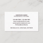 Carte De Visite Logo d'une éolienne agricole biologique moderne (Dos)