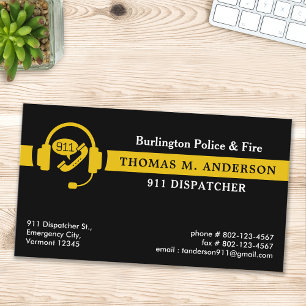 Carte De Visite Logo d'urgence Dispatcher Custom Thin Gold Line