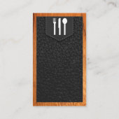 Carte De Visite Logo d'ustensile | Bracelet en cuir pointu | Bois (Dos)