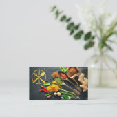 Carte De Visite Logo d'ustensile d'or | Herbes et épices | Culinai (Debout devant)