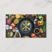 Carte De Visite Logo d'ustensile d'or | Poêle et nourriture (Devant)