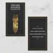 Carte De Visite Logo d'ustensiles métalliques d'or | Cuir (Devant / Derrière)