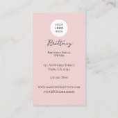 Carte De Visite Logo écriture rose pastel Code QR Photo Maquillage (Dos)