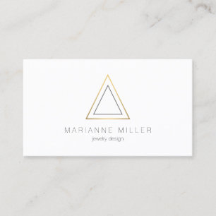 Carte De Visite Logo Edgy Faux Gold Triangle sur Blanc