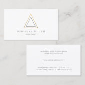 Carte De Visite Logo Edgy Faux Gold Triangle sur Blanc (Devant / Derrière)