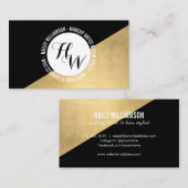 Carte De Visite Logo Edgy Geometry Circle Monogram Gold/Black (Devant / Derrière)