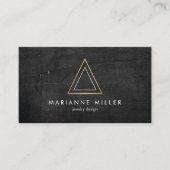 Carte De Visite Logo Edgy Rose Gold Triangle sur bois noir (Devant)
