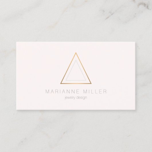 Carte De Visite Logo Edgy Rose Gold Triangle sur le rose clair (Devant)