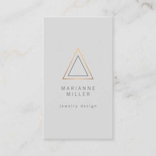 Carte De Visite Logo Edgy Rose Gold Triangle sur Light Grey (Devant)