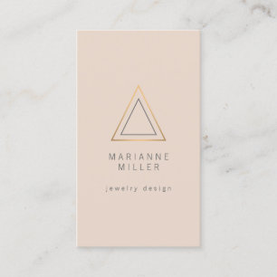 Carte De Visite Logo Edgy Rose Gold Triangle sur Peach