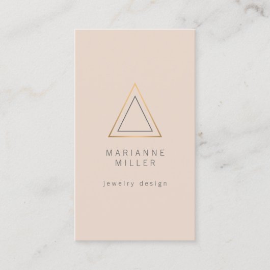Carte De Visite Logo Edgy Rose Gold Triangle sur Peach (Devant)