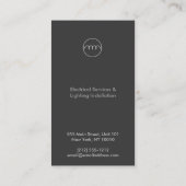 Carte De Visite LOGO ÉLECTRIQUE MODERNE sur DK GRAY (Dos)