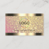 Carte De Visite Logo Elegance Pink Lilac Gold Parties scintillant  (Devant)