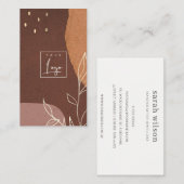 Carte De Visite Logo élégant Abstrait Brown Orange Feuillage (Devant / Derrière)