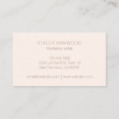 Carte De Visite Logo Elegant Blush moderne Faux Gold Glitter Circl (Dos)