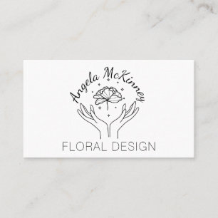 Carte De Visite Logo élégant Boho Hands & Flower Florist