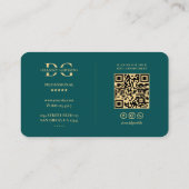 Carte De Visite Logo Élégant D Monogramme Or Turquoise moderne (Dos)