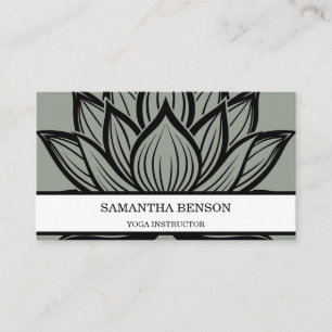 Carte De Visite Logo élégant de fleur noire et blanche Yoga