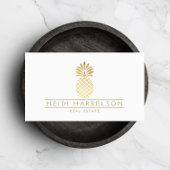 Carte De Visite Logo élégant de l'ananas doré