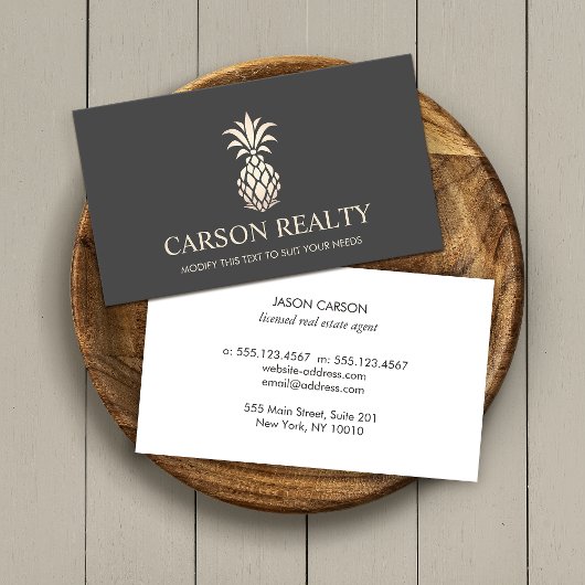 Carte De Visite Logo Élégant de l'ananas immobilier
