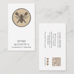 Carte De Visite Logo Élégant de Soins de Peau à l'Abeille à Miel