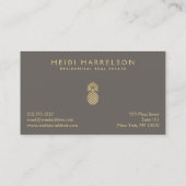Carte De Visite Logo élégant en ananas doré sur Taupe (Dos)