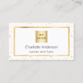 Carte De Visite Logo élégant en or blanc code QR moderne (Devant)