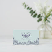 Carte De Visite Logo élégant et chic Turquoise et violet et fleurs (Debout devant)