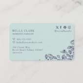 Carte De Visite Logo élégant et chic Turquoise et violet et fleurs (Dos)