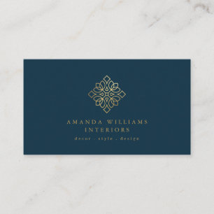 Carte De Visite Logo Elegant Géométrique Designer Gold/Navy