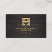 Carte De Visite Logo Elegant Grec Key Designer Gold/Woodgrain (Devant)