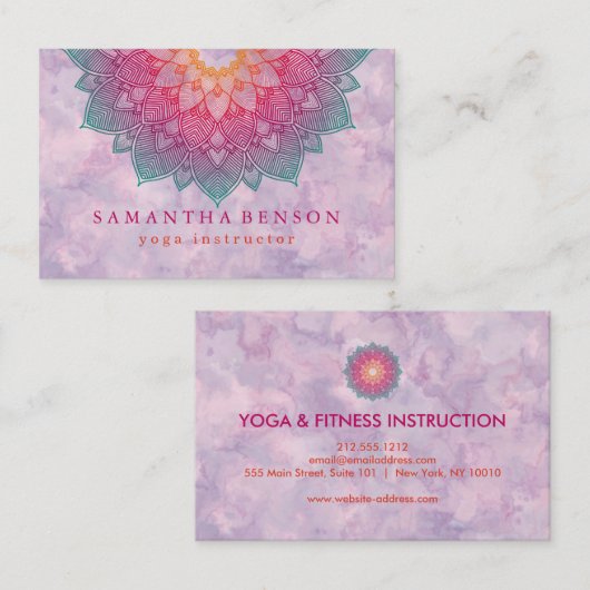 Carte De Visite Logo élégant Lotus Flower Yoga (Devant / Derrière)