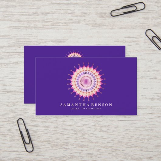 Carte De Visite Logo élégant Lotus Flower Yoga (Devant/Arrière en situation)
