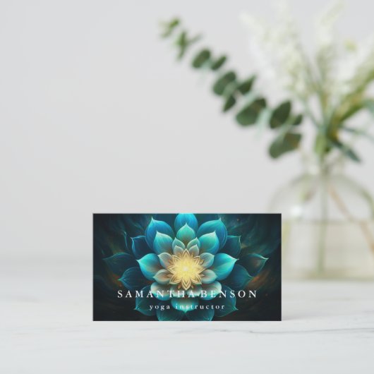 Carte De Visite Logo élégant Lotus Flower Yoga (Debout devant)