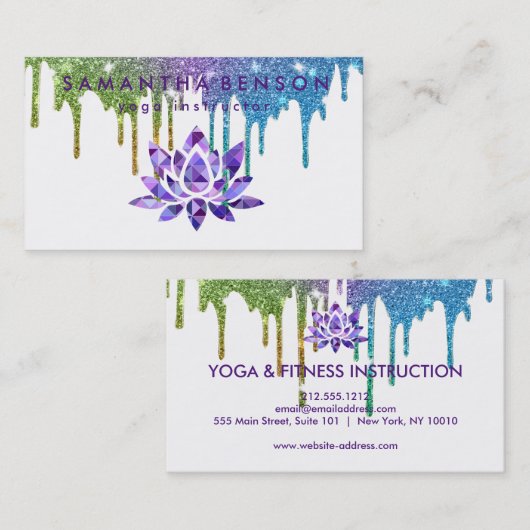 Carte De Visite Logo élégant Lotus Flower Yoga (Devant / Derrière)