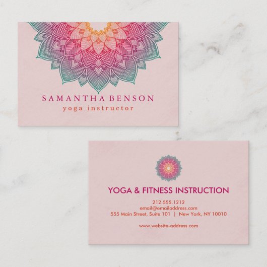 Carte De Visite Logo élégant Lotus Flower Yoga (Devant / Derrière)