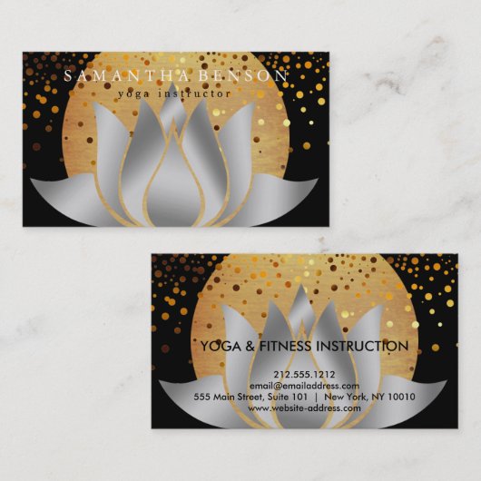 Carte De Visite Logo élégant Lotus Flower Yoga (Devant / Derrière)