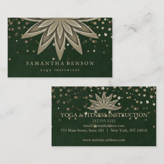 Carte De Visite Logo élégant Lotus Flower Yoga Confetti (Devant / Derrière)