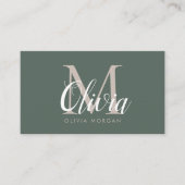 Carte De Visite Logo élégant monogramme vert professionnel (Devant)