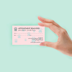 Carte De Visite Logo Élégant Patte Rose Sarcelle Rendez-vous Anima