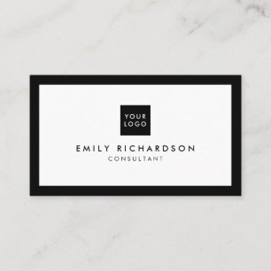 Carte De Visite Logo élégant professionnel en blanc noir