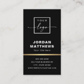 Carte De Visite Logo élégant QR code golden dégradé bordure noir (Devant)