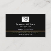 Carte De Visite Logo élégant QR code golden gradient diviseur noir (Devant)