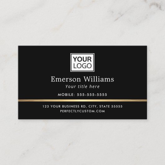 Carte De Visite Logo élégant QR code golden gradient diviseur noir (Devant)