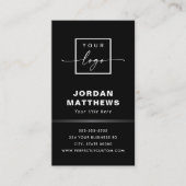 Carte De Visite Logo élégant QR code gris dégradé bordure noir (Devant)