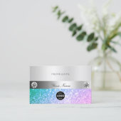 Carte De Visite Logo Elégant Turquoise et Parties scintillant rose (Debout devant)